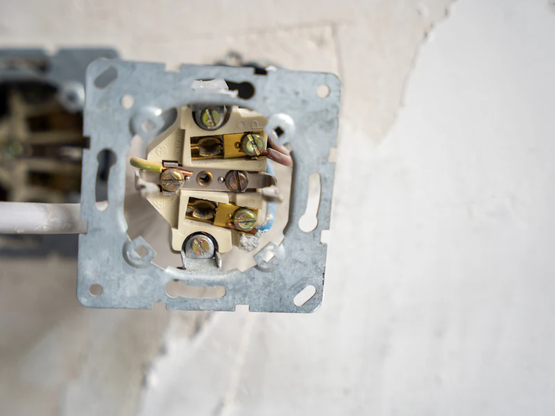 Electricista instalando un enchufe en una vivienda de Bilbao
